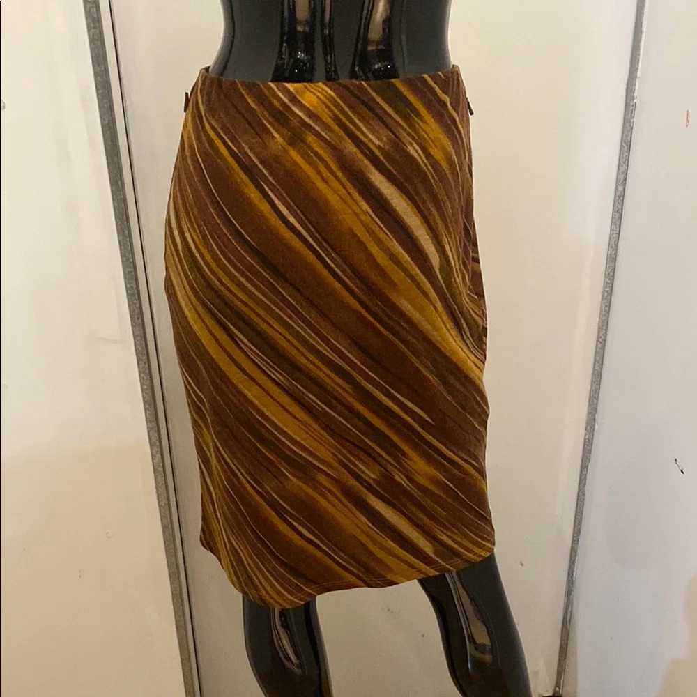 Forever 21 Brown and Gold Asymmetrical Pencil Skirt